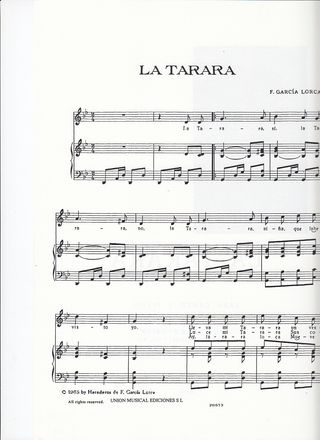 García Lorca. La Tarara. Para canto y piano. UME