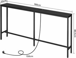 Mesa consola negra metal y madera
