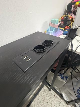 Mesa consola negra metal y madera