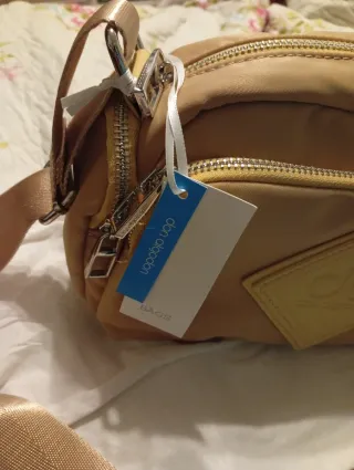 Bolso bandolera Don Algodón beige y dorado