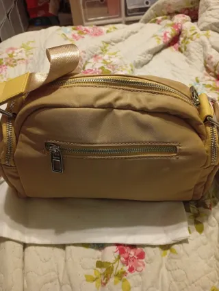 Bolso bandolera Don Algodón beige y dorado