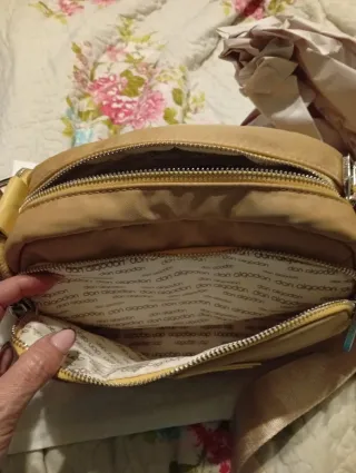 Bolso bandolera Don Algodón beige y dorado