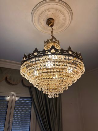 Lámpara araña dorada cristal