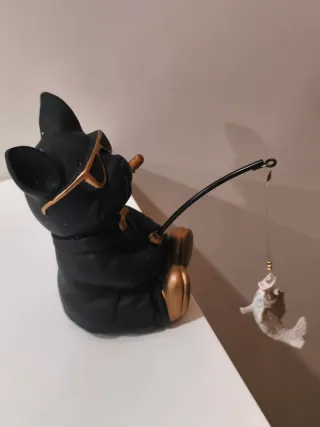 Estátua Bulldog Francês Pesca Decorativa NOVO