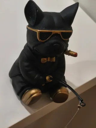 Estátua Bulldog Francês Pesca Decorativa NOVO