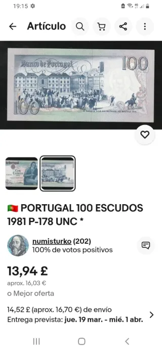 Billete 100 Escudos Portugal 1981