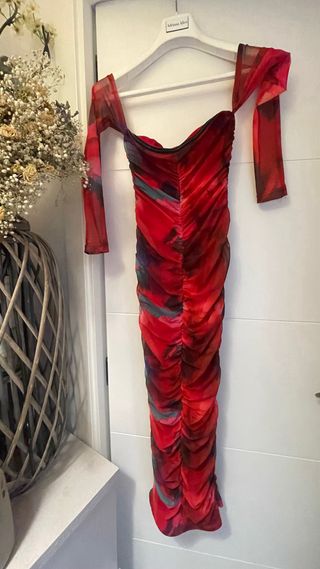 Vestido estampado rojo ajustado Talla S