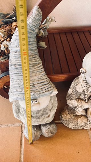 2 Figuras Enano Jardín Piedra Gris