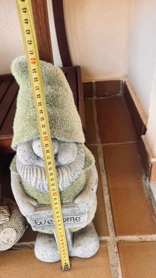 2 Figuras Enano Jardín Piedra Gris