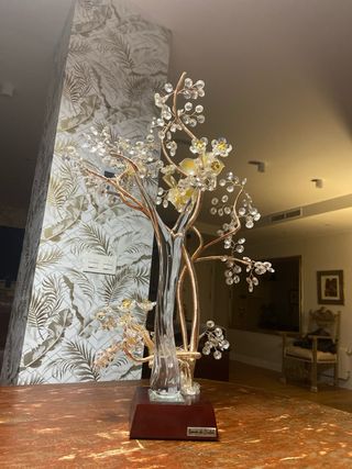 Bonsái de Cristal Dorado y Transparente