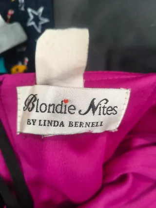 Vestido fiesta corto rosa y negro