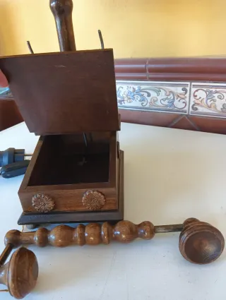 Lámpara de Mesita Teléfono Madera Antigua