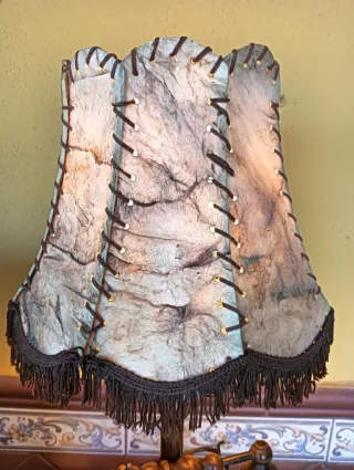 Lámpara de Mesita Teléfono Madera Antigua