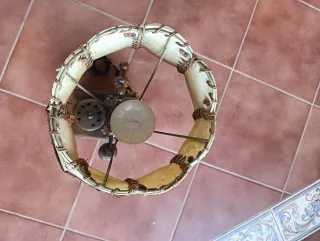 Lámpara de Mesita Teléfono Madera Antigua