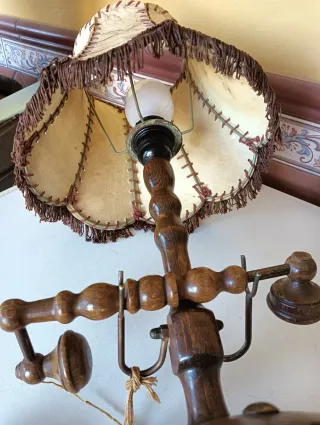 Lámpara de Mesita Teléfono Madera Antigua