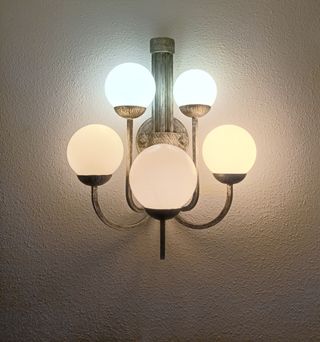 Aplique Ferroart 5 globos cristal metal