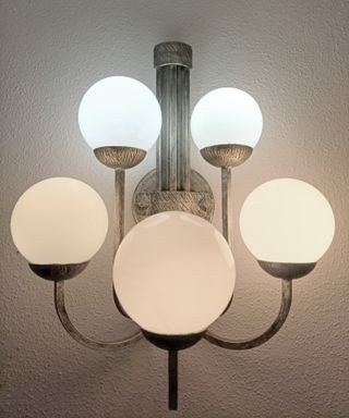 Aplique Ferroart 5 globos cristal metal