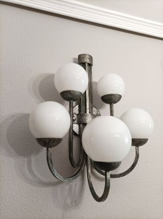 Aplique Ferroart 5 globos cristal metal