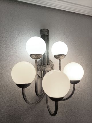 Aplique Ferroart 5 globos cristal metal