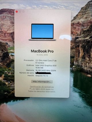 MacBook Pro 2018 i7 Plata Touchbar y touch id