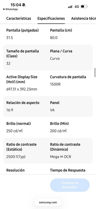 Monitor Samsung 32” 4K UHD Curvo - Perfecto estado