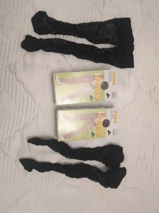 Lote 2 pares medias rejilla para niña - Mantilla