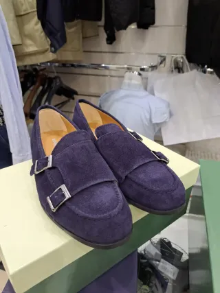 Mocassini Uomo Camoscio Blu Doppia Fibbia tg. 42