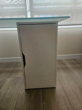 Escritorio Ikea Cristal y Cajoneras Blancas