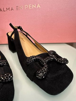 NUEVOS Zapatos Alma en Pena Tacones Negro Ante 37