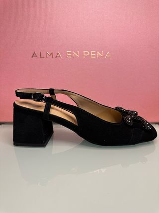 NUEVOS Zapatos Alma en Pena Tacones Negro Ante 37
