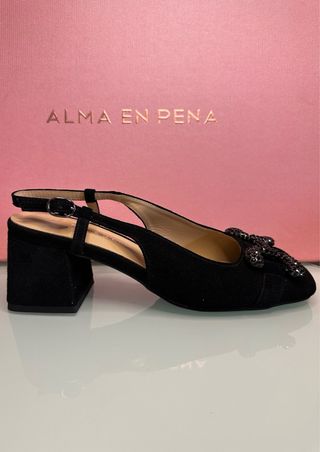 NUEVOS Zapatos Alma en Pena Tacones Negro Ante 37