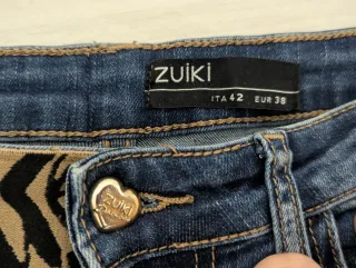 Jeans donna vita alta M animalier gioiello pushup