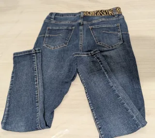 Jeans donna vita alta M animalier gioiello pushup