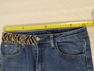 Jeans donna vita alta M animalier gioiello pushup