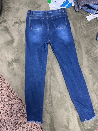 Pantalón Vaquero Desgastado Azul Elástico