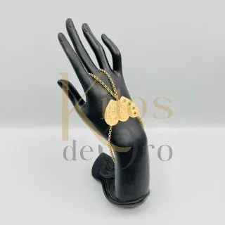 Pulsera Manita Corazón Doble 18K