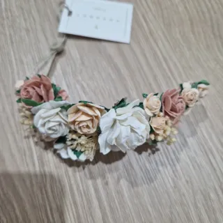 Tocado Comunión Flores Rosas y Blancas