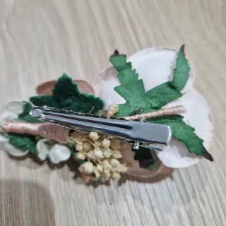 Tocado Comunión Flores Rosas y Blancas