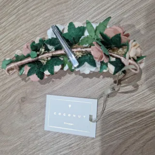 Tocado Comunión Flores Rosas y Blancas