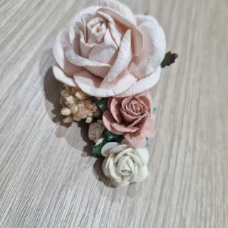 Tocado Comunión Flores Rosas y Blancas
