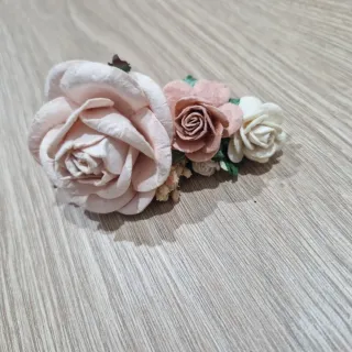 Tocado Comunión Flores Rosas y Blancas