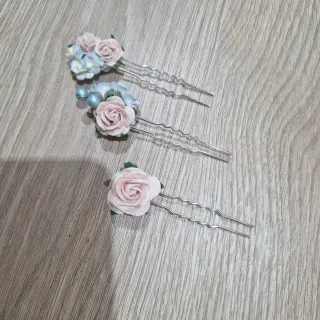 Tocado Comunión Flores Rosas y Blancas