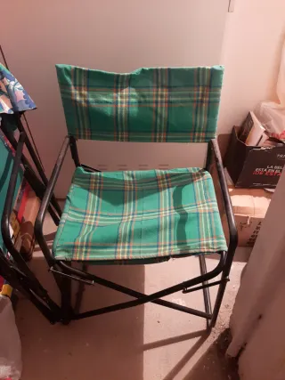 Sillas plegables rayas marrones y amarillas