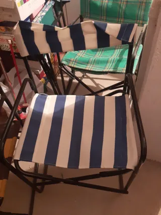Sillas plegables rayas marrones y amarillas