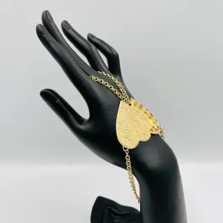 Pulsera Manita Corazón Doble 18K