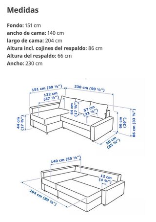Sofá Cama IKEA FRIHETEN Chaise Longue Beige