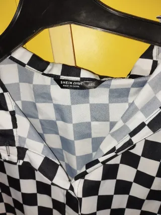 Camisa cuadros blanco y negro talla única