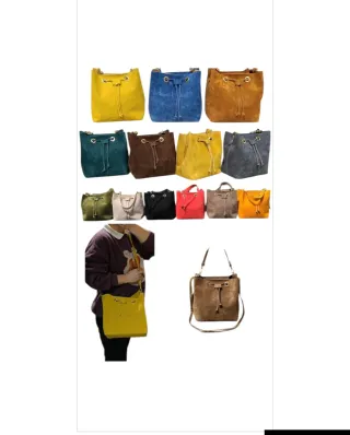 Bolsos Piel Cerraje Marrón y Amarillo