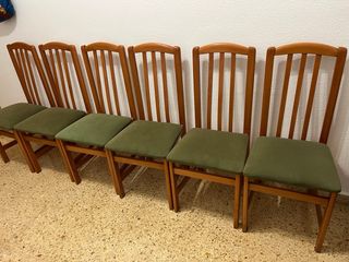 Lote 6 Sillas Madera Tapizadas