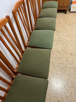 Lote 6 Sillas Madera Tapizadas